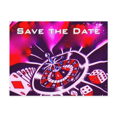 Save the Date Vegas Casino Wedding Purple Passion Post Cards