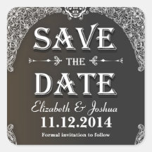 save the date vintage damask stickers