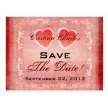 Save The Date Vintage Hearts Postcards