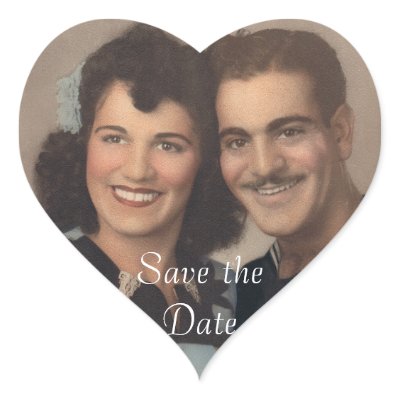 Save the Date Vintage Military Wedding Heart Stickers by JunipersWedding