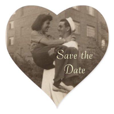 Save the Date Vintage Military Wedding Sticker by JunipersWedding