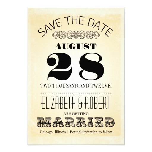 save the date vintage typography invitations