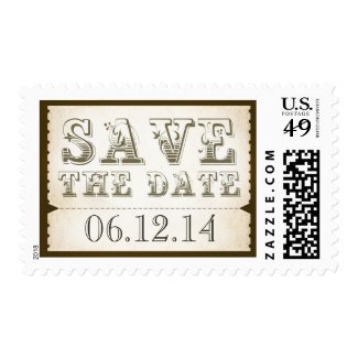 save the date vintage typography old postage stamp