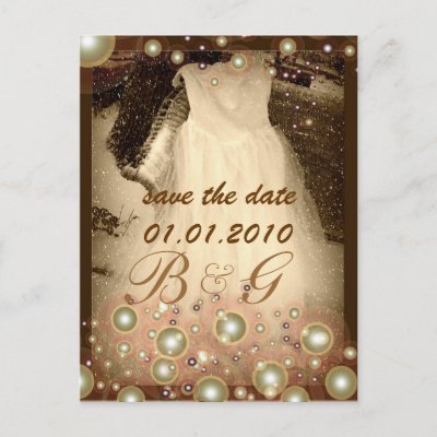 Save the Date vintage wedding dress Post Card by Classic Events