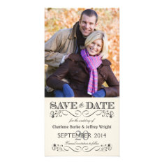Save the Date Vintage White Wedding Photocards Custom Photo Card