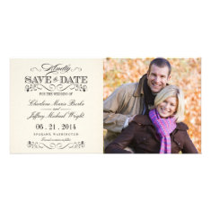 Save the Date Vintage White Weddings Customized Photo Card