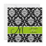 Save the Date Wedding Announcement Damask Green