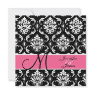 Save the Date Wedding Announcement Damask Pink invitation