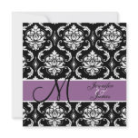 Save the Date Wedding Announcement Damask Purple