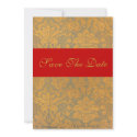 Save The Date Wedding Announcement Gold Red invitation