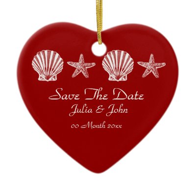 Save The Date wedding beach theme announcement Ornaments