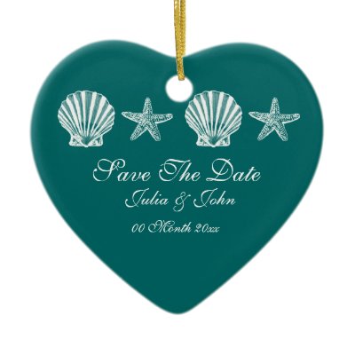 Save The Date wedding beach theme announcement Christmas Tree Ornaments