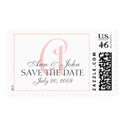 Save the Date Wedding Bride Groom Monogram A Stamp