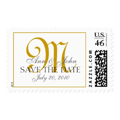 Save the Date Wedding Bride Groom Monogram M Stamp