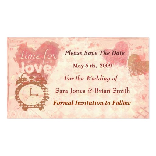 Save the Date Wedding Card (Business size) Business Cards (front side)