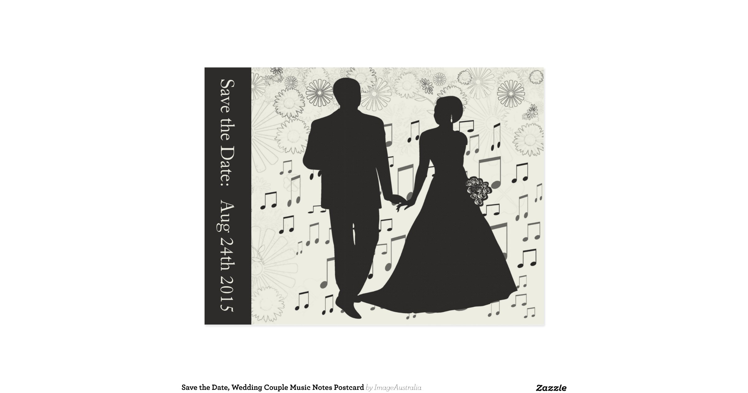 Save the Date, Wedding Couple Music Notes Postcard Post Cards Zazzle