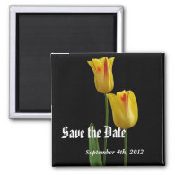 Save the date wedding magnet. Yellow tulip flowers Fridge Magnets