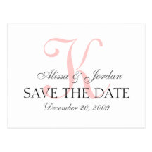 Save the Date Wedding Monogram Announcement Card Post Card