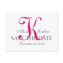 Save the Date Wedding Monogram Announcement Pink Postcard