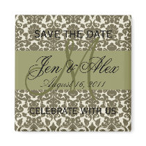 Save the Date Wedding Monogram Taupe Magnet