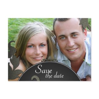 Save the Date Wedding Postcard Gold Floral Damask postcard