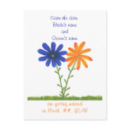 Save the date wedding postcards, blue orange postcard