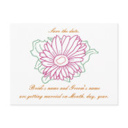 Save the date, wedding postcards, fuchsia daisy postcard