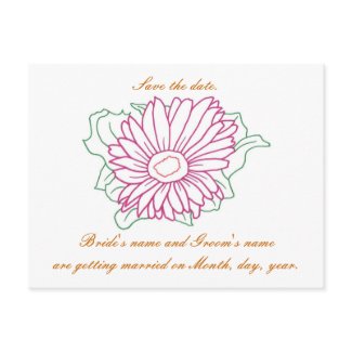 Save the date, wedding postcards, fuchsia daisy postcard