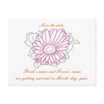 Save the date, wedding postcards, fuchsia daisy