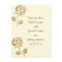 Save the date wedding postcards, gold roses postcard