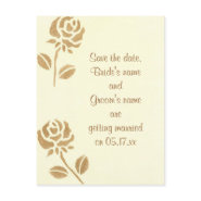 Save the date wedding postcards, gold roses postcard