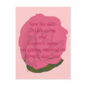 Save the date wedding postcards, pink rose postcard