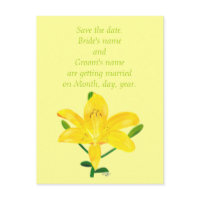 Save the date wedding postcards, yellow lilly postcard