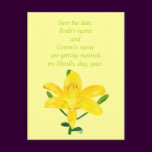 Save the date wedding postcards, yellow lilly