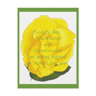 Save the date wedding postcards, yellow rose postcard