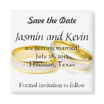 Save the Date wedding rings magnet