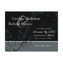 Save the Date Wedding Silver Flourish Postcard