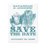 Save the Date Western Teal Cowboy Hat Weddings Post Card