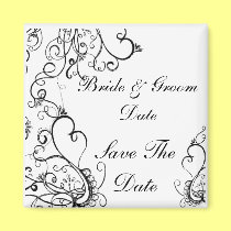 Save the Date WHITE AND BLACK Wedding Magnets