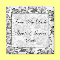Save the Date WHITE AND BLACK Wedding Magnets