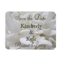 Save the Date White Hydrangea Premium Magnet
