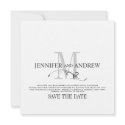 Save the Date White Monogram Wedding Announcement invitation