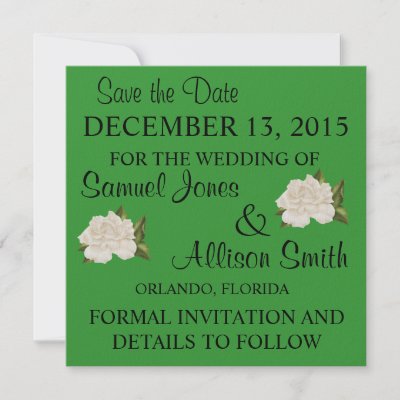 Save the Date White Rose Bush Flowers Wedding Invi Personalized Invitation 