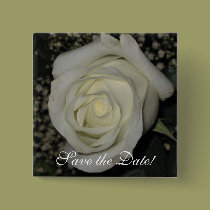 Save the Date, White Rose buttons