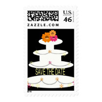 SAVE THE DATE WHITE WEDDING CAKE POSTAGE STAMPS