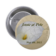 save the date with floral white dew drop lily pin