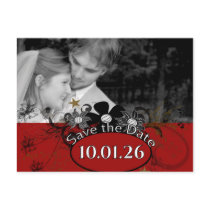 Save the Date with YOUR Photo - Red postcards