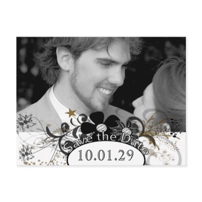 Save the Date with YOUR Photo White and Black Postcard by samack