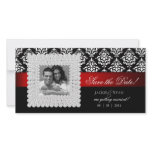 Save the Date Xmas Black White Red Jewels Picture Card