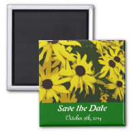Save the Date, yellow daisy flowers. Fridge Magnet